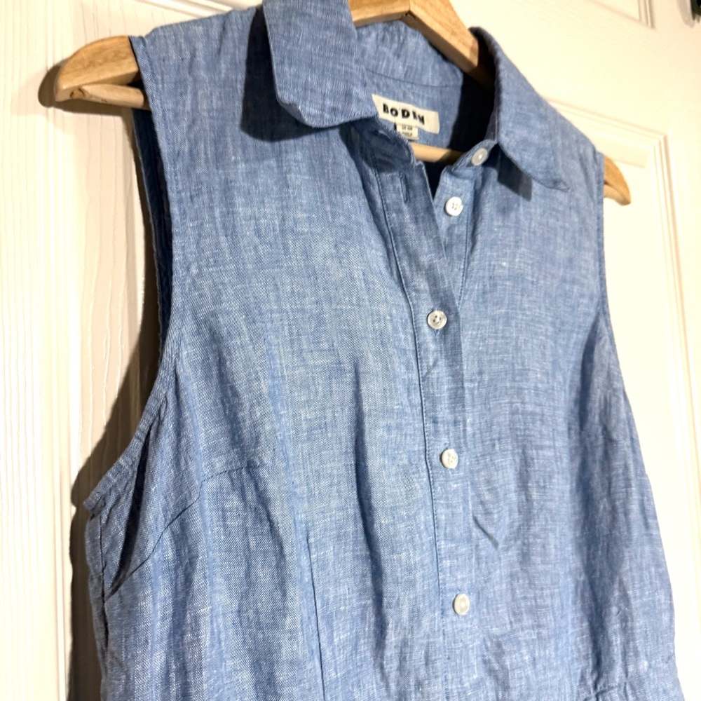 Boden Light Blue Sleeveless Midi Shirt Dress - Picture 4 of 13